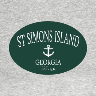 St Simons Island Georgia Sea Islands Anchor Dark Green T-Shirt